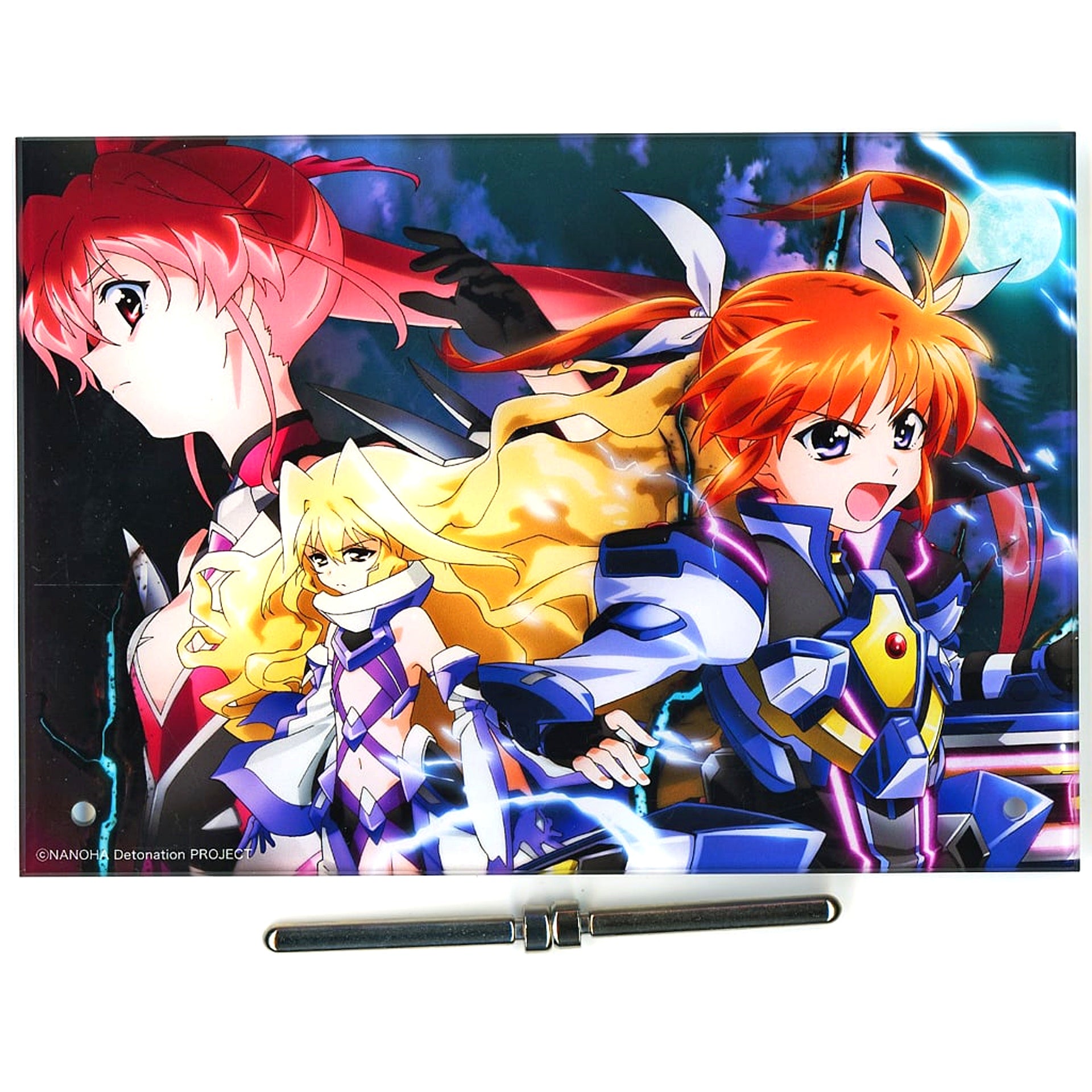 Nanoha & Yuri & Iris Acrylic Plate C-2 Prize Gema Kuji Magical Girl Lyrical Nanoha [USED]