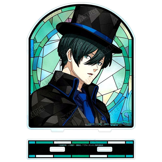 Rin Itoshi Illustration Phantom Thief Ver. Aure Glass Big Acrylic Stand Blue Lock [USED]