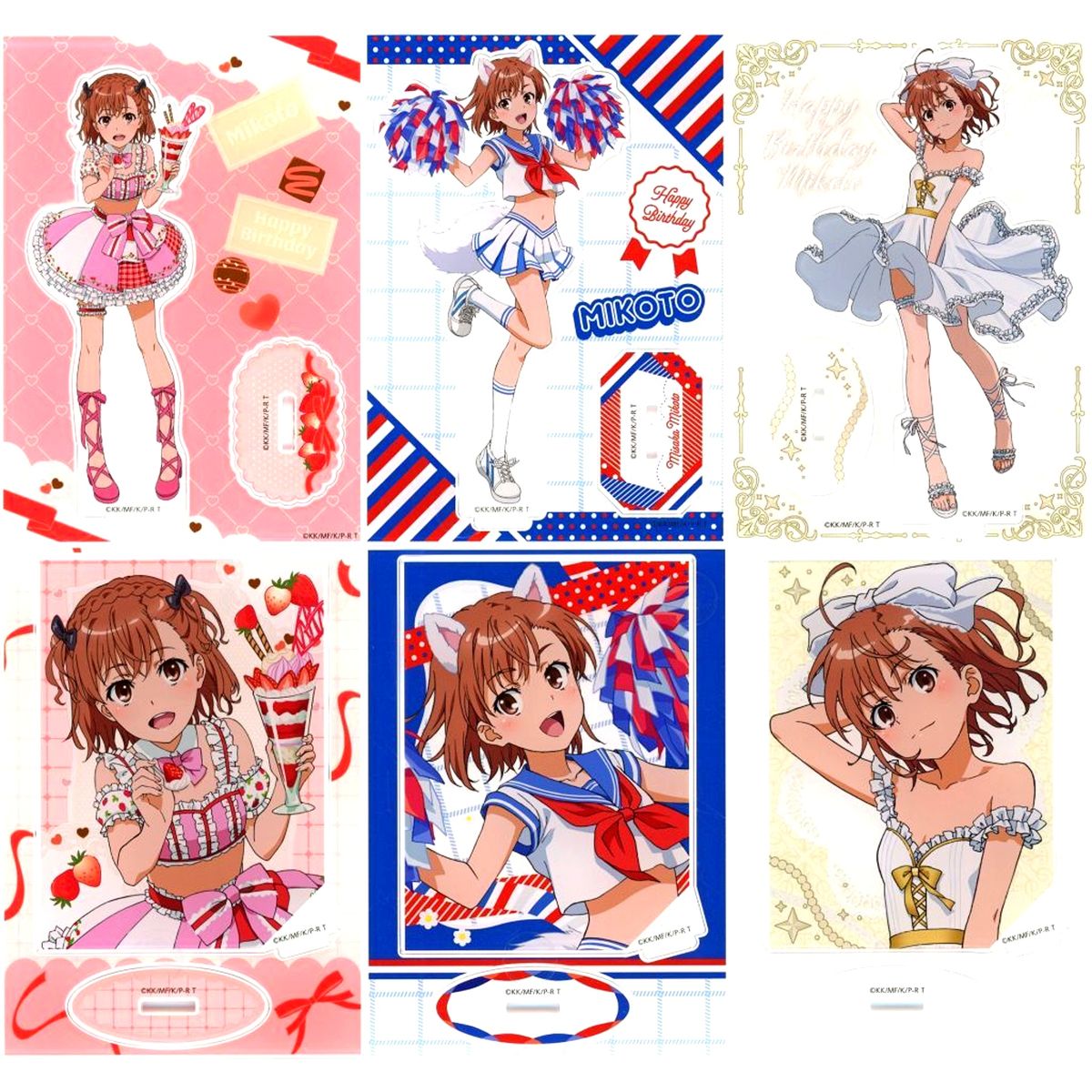 Set of 6 Mikoto Misaka A Certain Scientific Railgun T Kujibikido Birthday Kuji Acrylic Stand Figure 2026 B Prize [USED]