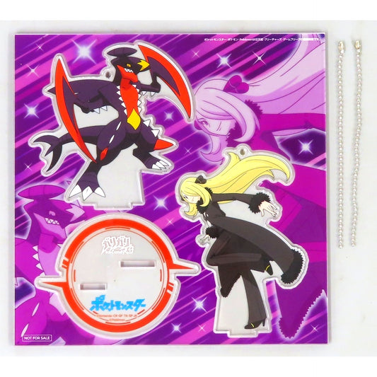 Cynthia & Mega Garchomp E Prize Pokemon x GariGari-kun Otona na GariGari-kun Golden Pine Acrylic Stand Present Campaign Winning Prize Acrylic Stand [USED]