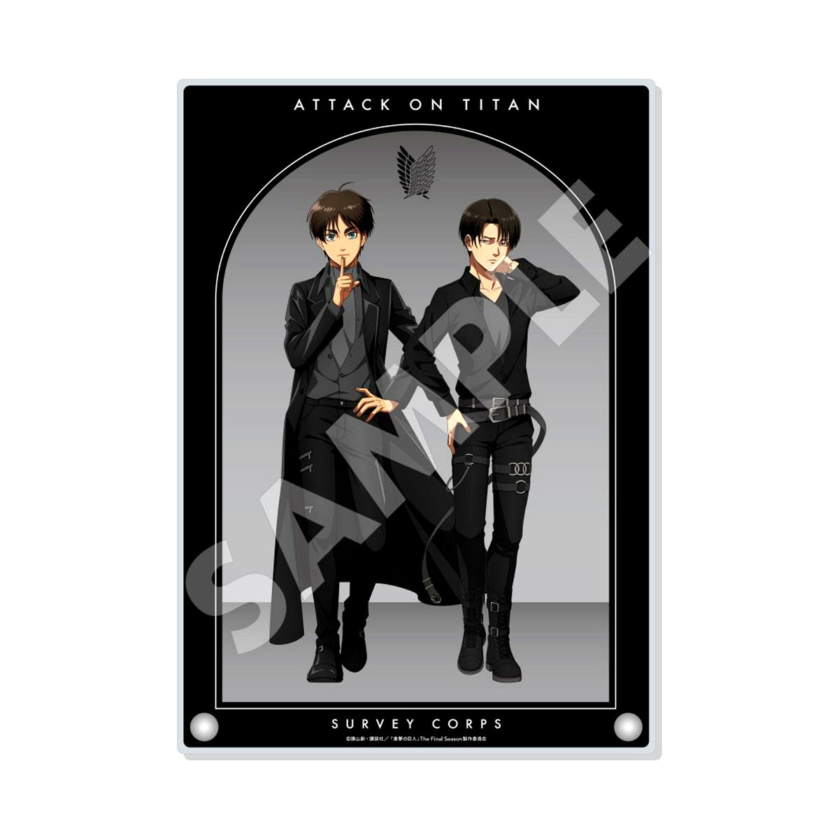 Eren Yeager & Levi Ackerman Acrylic Stand Black & White Version Attack on Titan [USED]
