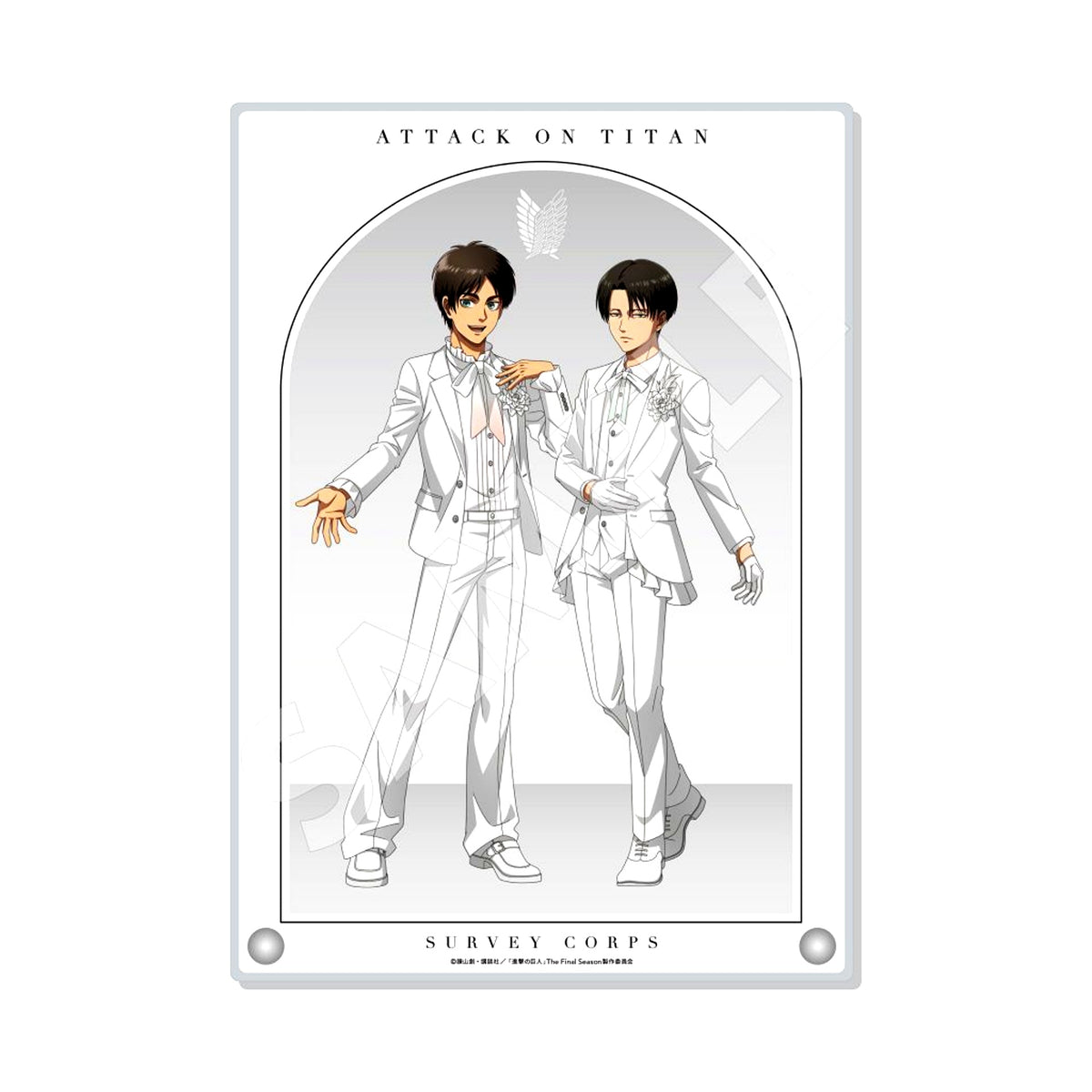 Eren Yeager & Levi Ackerman Acrylic Stand Black & White Version Attack on Titan [USED]