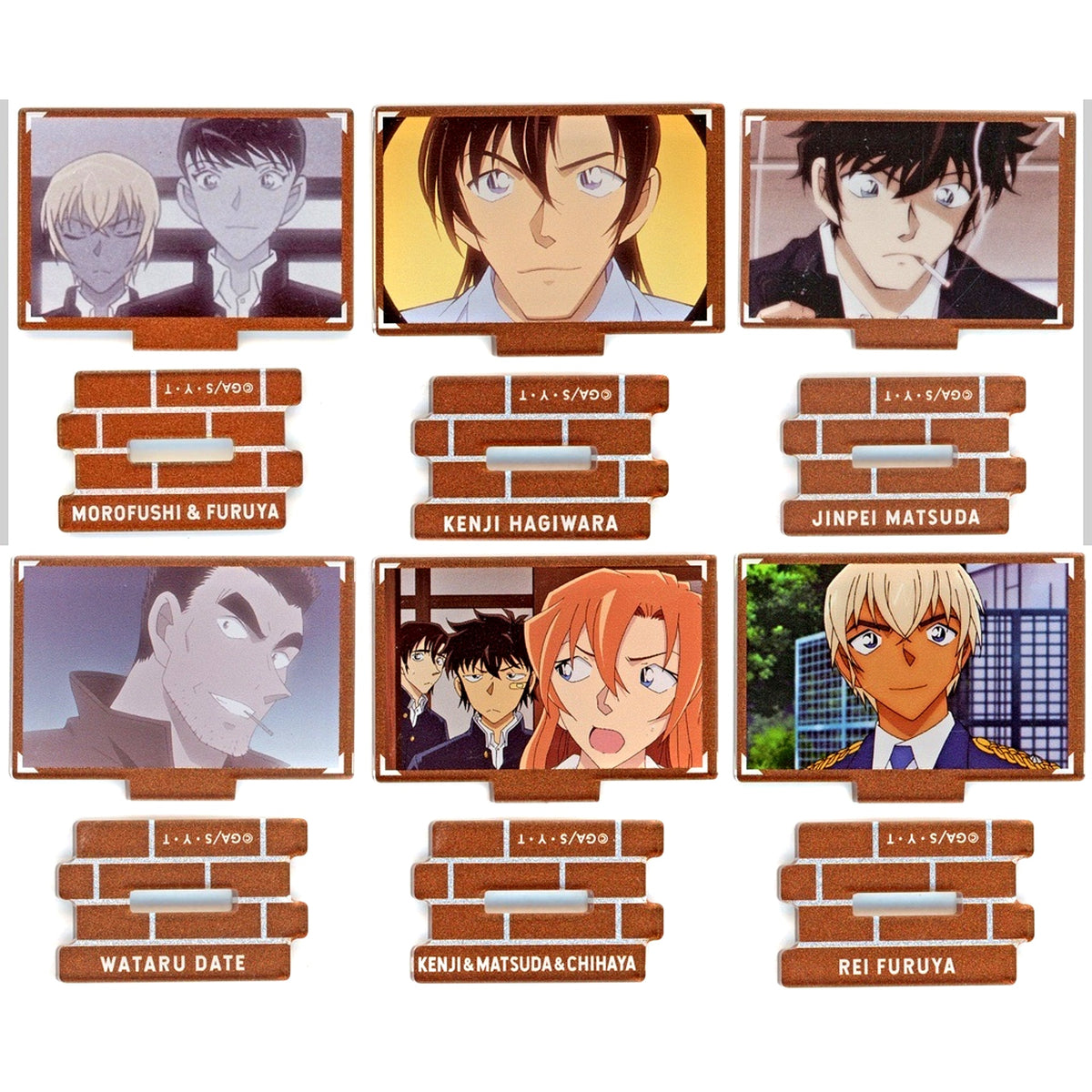 Set of 6 Detective Conan Scene Shot Trading Metallic Mini Acrylic Stand Police Academy Group Collection Vol.5 [USED]