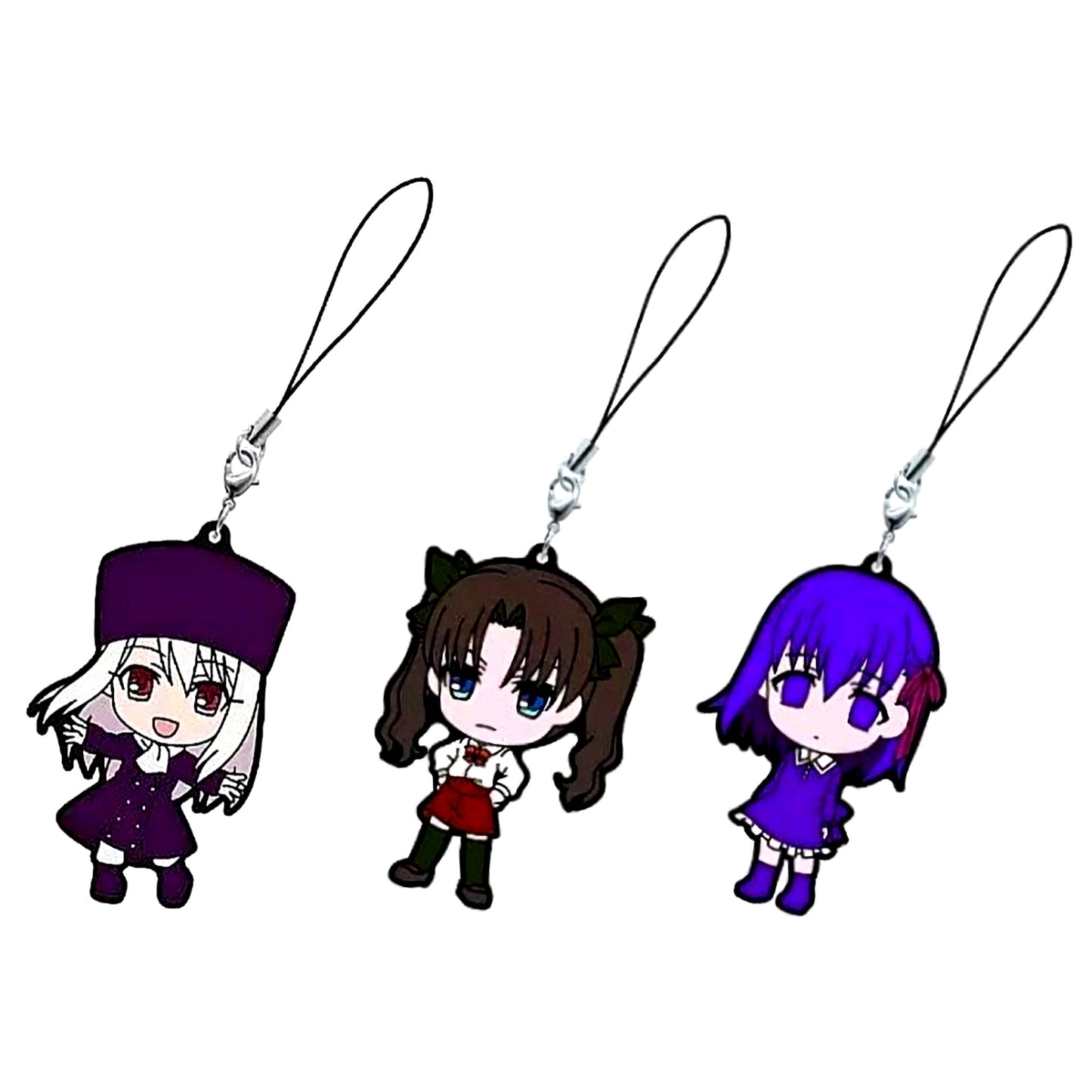 Set of 3 F Prize Ichiban Kuji Kyun Chara World Fate/Zero Part 1 Rubber Strap [USED]
