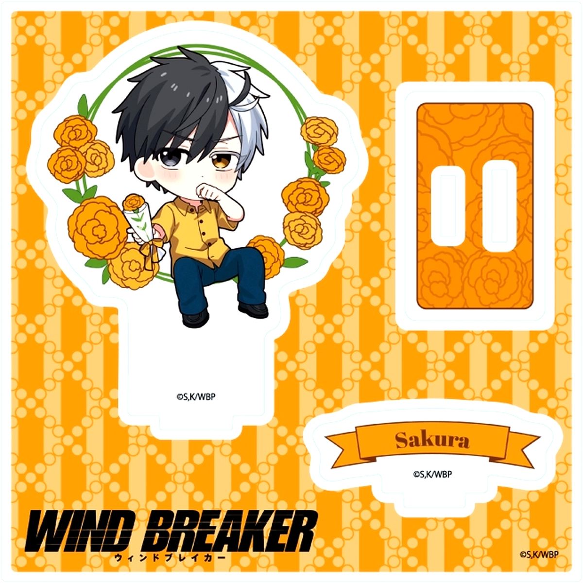 08 Haruka Sakura Wind Breaker Mini Character Illustration Acrylic Stand Plate Carnation ver. TV Anime [USED]