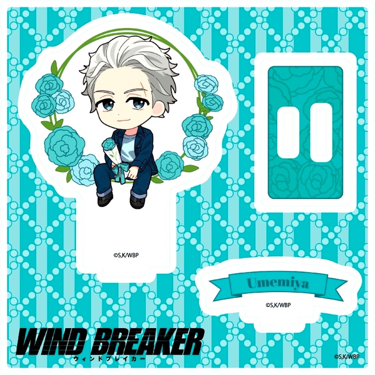 09 Hajime Umemiya Wind Breaker Mini Character Illustration Acrylic Stand Plate Carnation ver. TV Anime [USED]