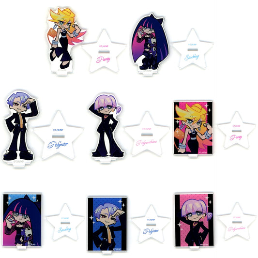 Set of 8 New PANTY & STOCKING with GARTERBELT Pop Up Shop in Amnibus Store Blue Illustration Black Dress Ver. Trading Acrylic Stand [USED]