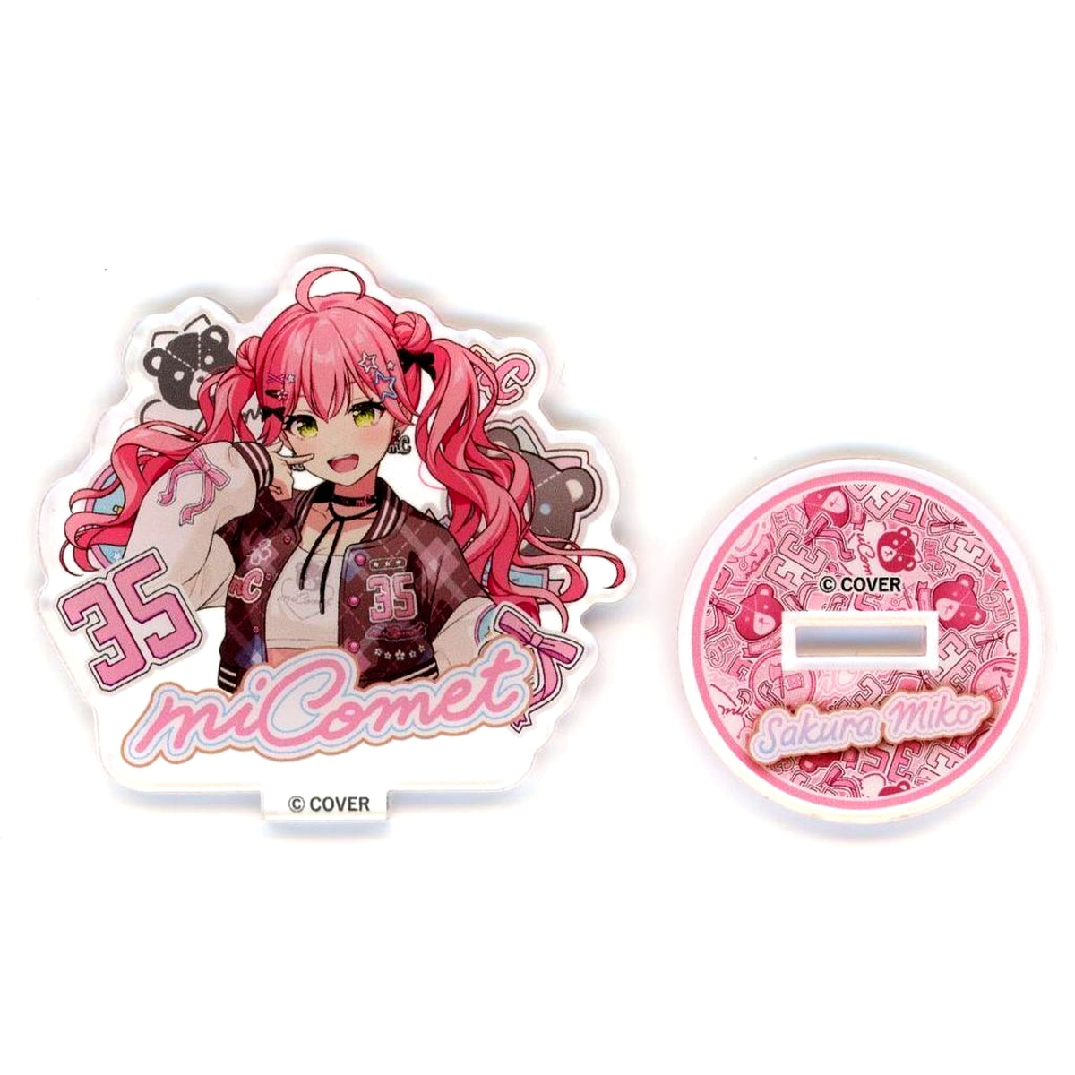 Sakura Miko Full-Size Virtual YouTuber Holo Live miComet x Karaoke Shop JOYSOUND Trading Acrylic Stand Varsity Ver [USED]