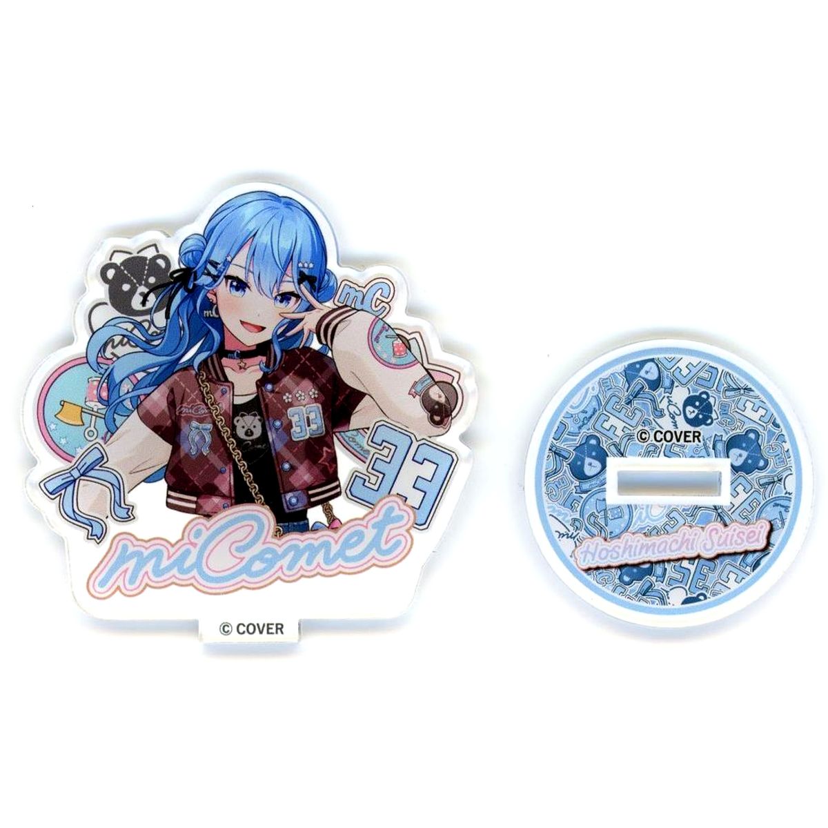 Hoshimachi Suisei Virtual YouTuber Holo Live Life-Size Trading Acrylic Stand Varsity Jacket Ver. miComet x Karaoke Shop JOYSOUND [USED]