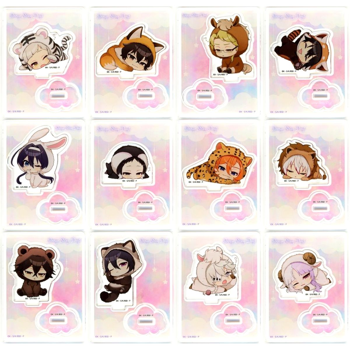 Set of 12 Bungo Stray Dogs x Tobu Zoo vol.3 NIGHT ZOO Trading Acrylic Stand Mini Chara Animal Ver. [USED]