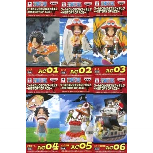 Portgas D. Ace & Others One Piece All 6 Types Set World Collectable Figure History of Ace [USED]