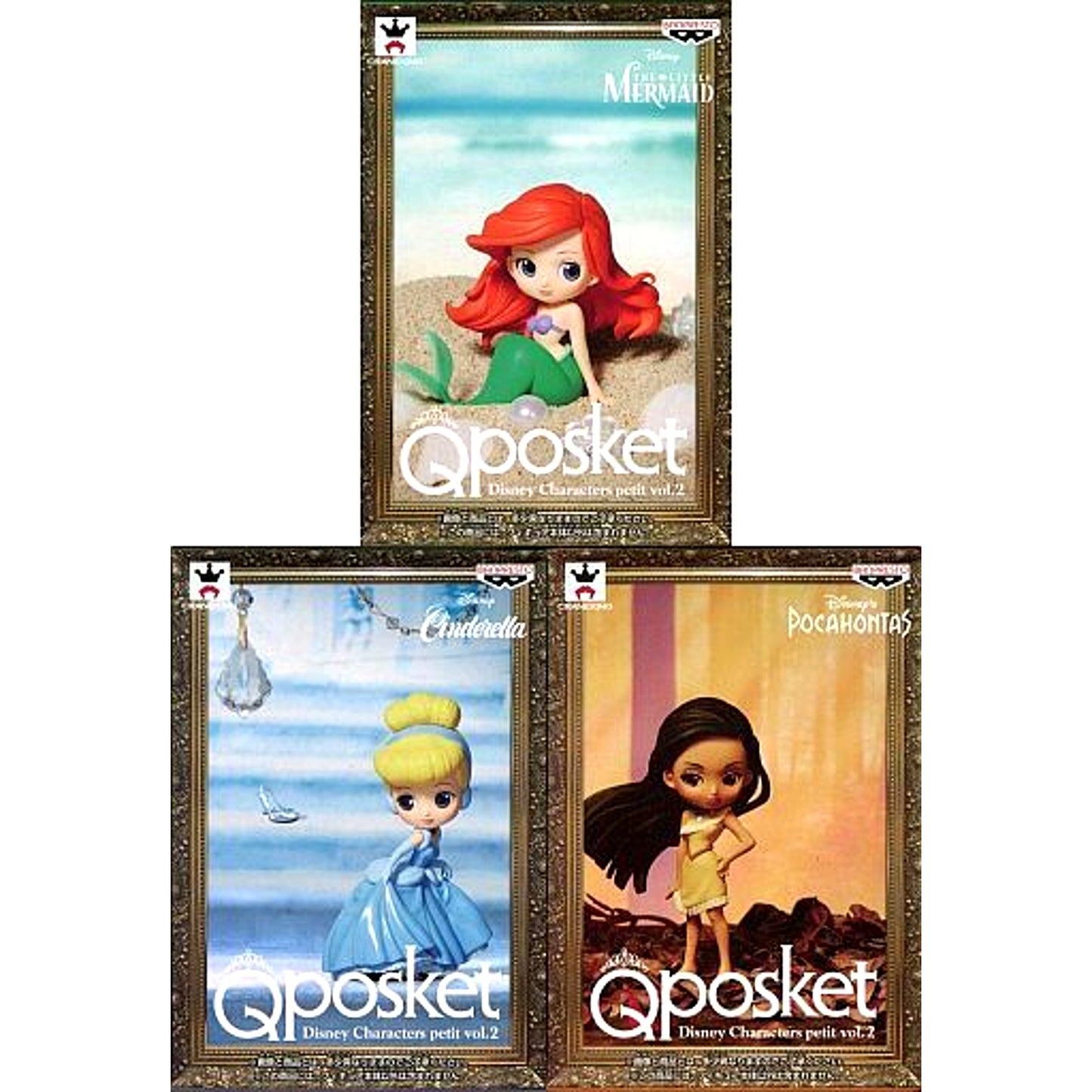 Set of 3 Q posket Disney Characters petit Vol.2 [USED]