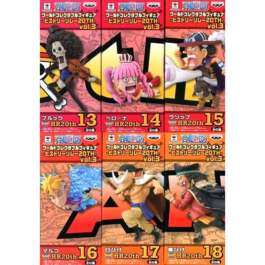 Set of 6 One Piece World Collectable Figure History Relay 20TH vol.3 [USED]
