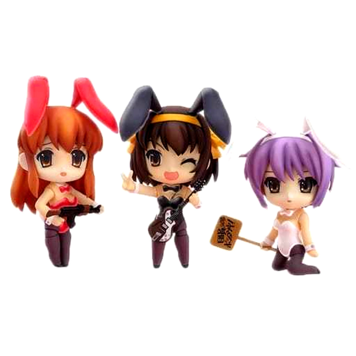 Haruhi, Mikuru, Nagato Bunny Girl Set Pearl Ver. The Melancholy of Haruhi Suzumiya Nendoroid 014 HYPER HOBBY.tv WCC Shiodome Jan Hobby and NTV Shop Exclusive [USED]