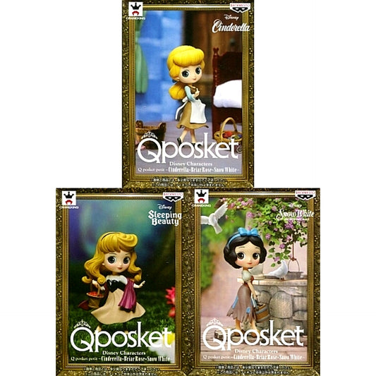 Set of 3 Disney Characters Q posket petit Cinderella Briar Rose Snow White [USED]