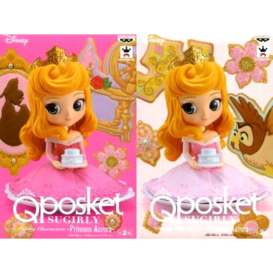 Set of 2 Princess Aurora Sleeping Beauty Q posket Disney Characters Figure [USED]