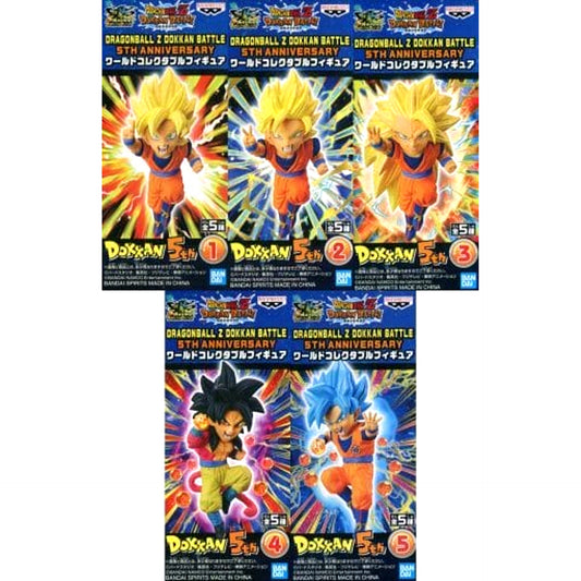 Dragon Ball Z: Dokkan Battle Super Saiyan Son Goku & Others All 5 Types Set World Collectable Figure Dragonball Z Dokkan Battle 5th Anniversary [USED]