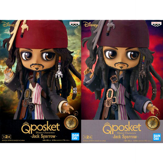 Set of 2 Jack Sparrow Pirates of the Caribbean Q posket Disney Characters [USED]