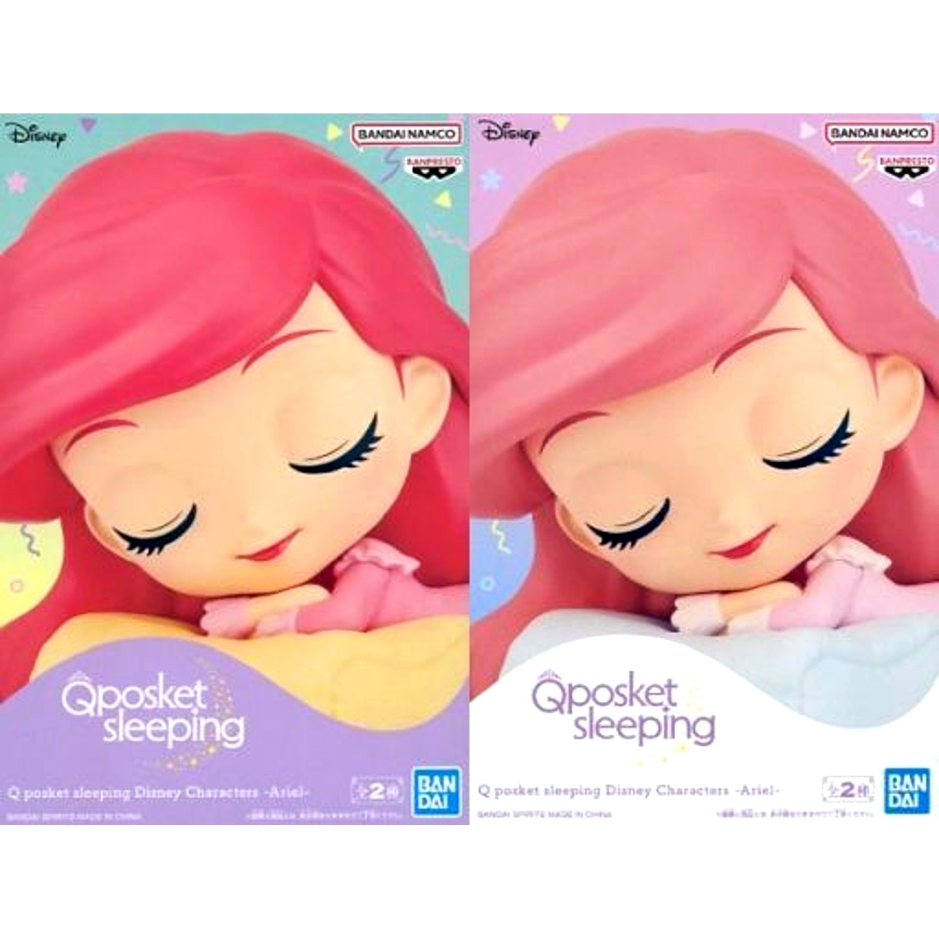 Set of 2 Ariel The Little Mermaid Q posket sleeping [USED]