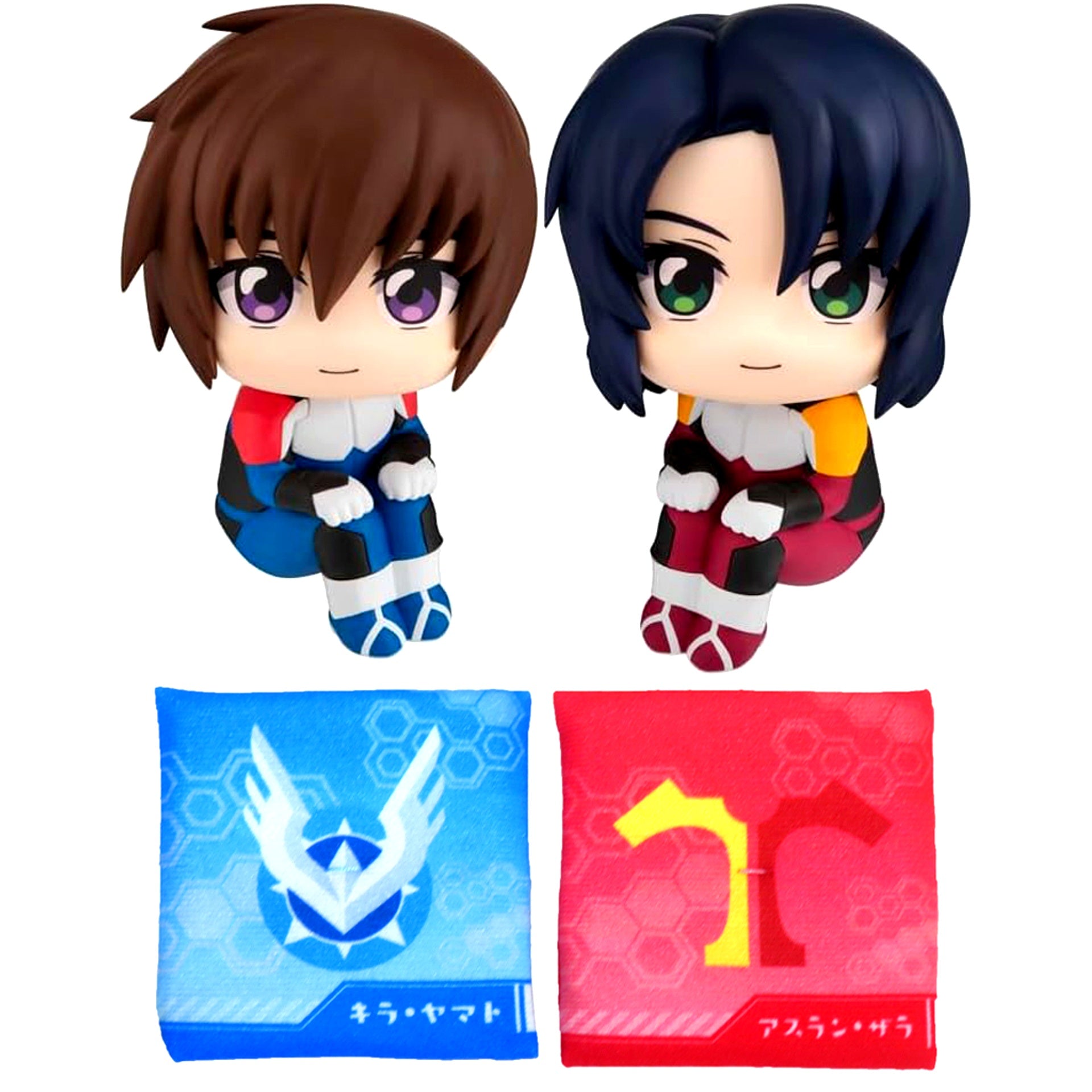 Kira Yamato & Athrun Zala Lookup Figure with Ltd Cushion Mobile Suit Gundam SEED FREEDOM Megatrea Shop & Premium Bandai Ltd [USED]