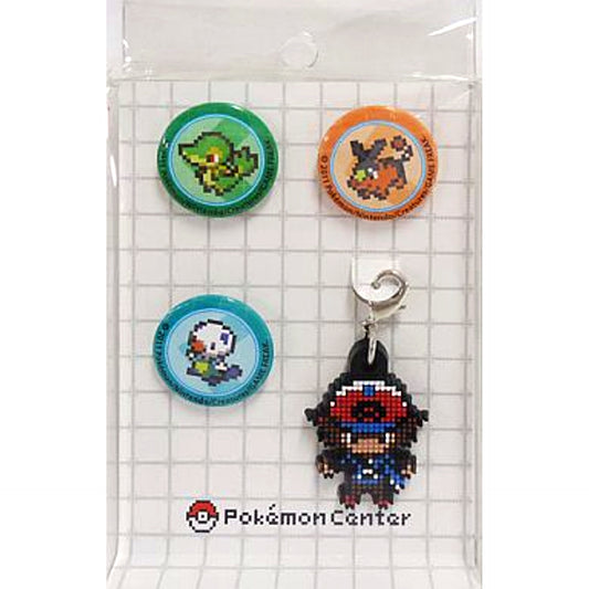 Boy Pokemon Button & Charm Set Game Dot Pokemon Center Ltd [USED]