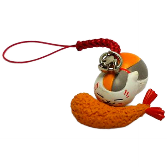Fried Shrimp & Nyanko-sensei Natsume's Book of Friends Nyanko-sensei Tsurezure Netsuke Strap Key Chain [USED]