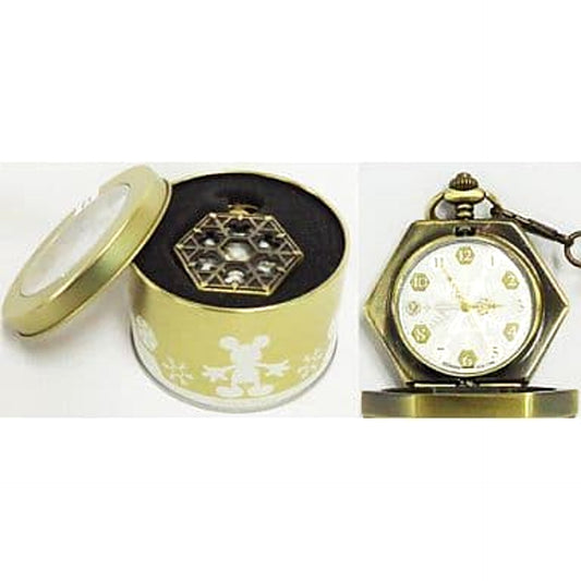 Disney Mickey Crystal Hexagonal Relief Pocket Watch [USED]