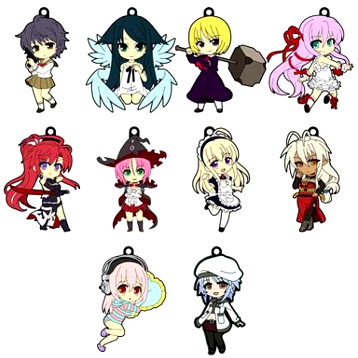 Set of 10 Nitroplus Heroine Collection Pikuriru Trading Strap [USED]