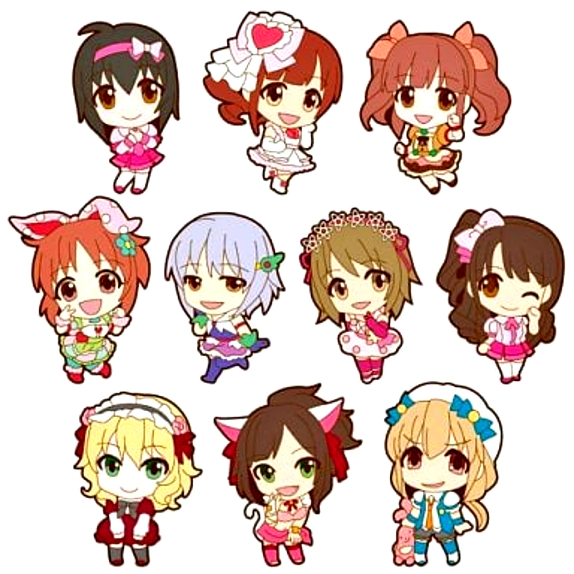 Set of 10 The Idolm@ster Cinderella Girls Rubber Strap Cute [USED]