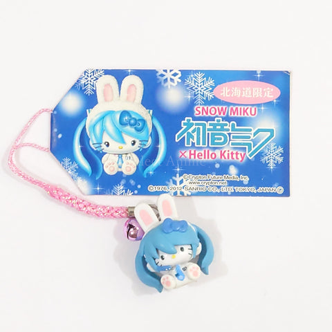 Hatsune Miku X Hello Kitty Snow Rabbit Miku X Kitty Netsuke Hokkaido Limited Keychains [USED], photo 1