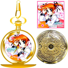 Nanoha Takamachi Relief Pocket Watch with Cleaning Cloth Magical Girl Lyrical Nanoha The MOVIE 2nd A's [USED]