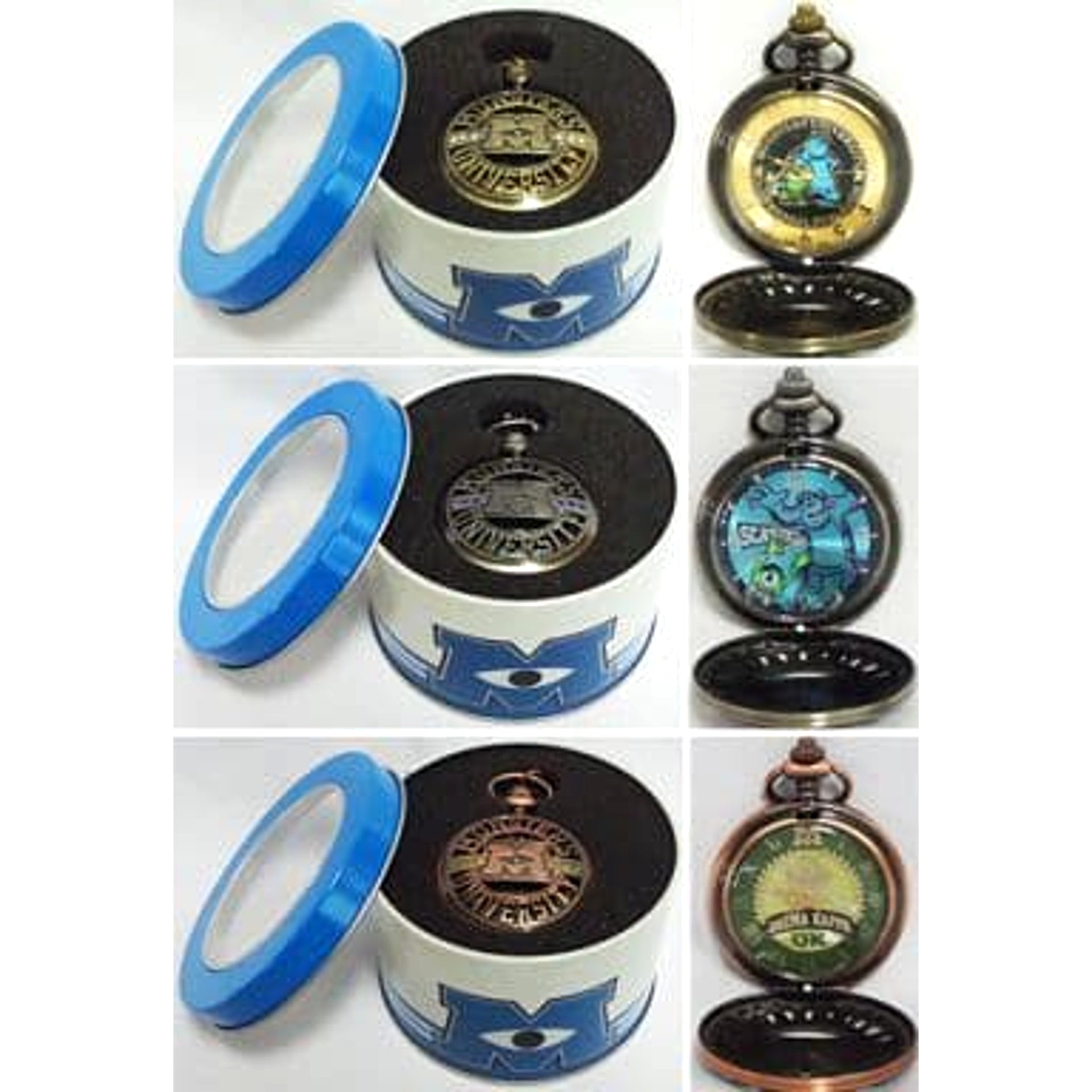 Monsters University High Quality Rhinestone Relief Pocket Watch Set of 3 [USED]