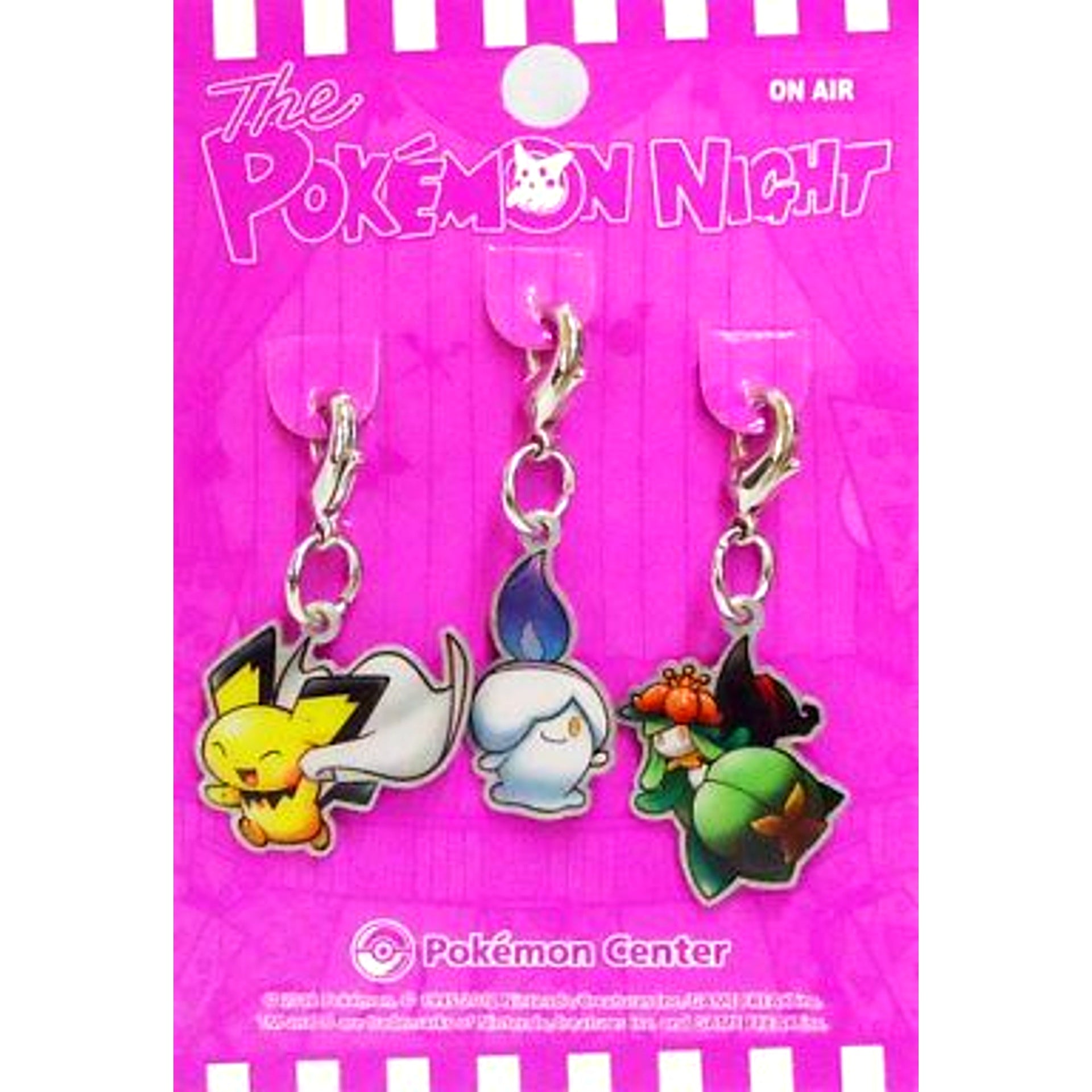 Set of 3 Pichu Lilligant Litwick Pokemon Metal Charm Set The POKEMON NIGHT Pokemon Center Ltd [USED]
