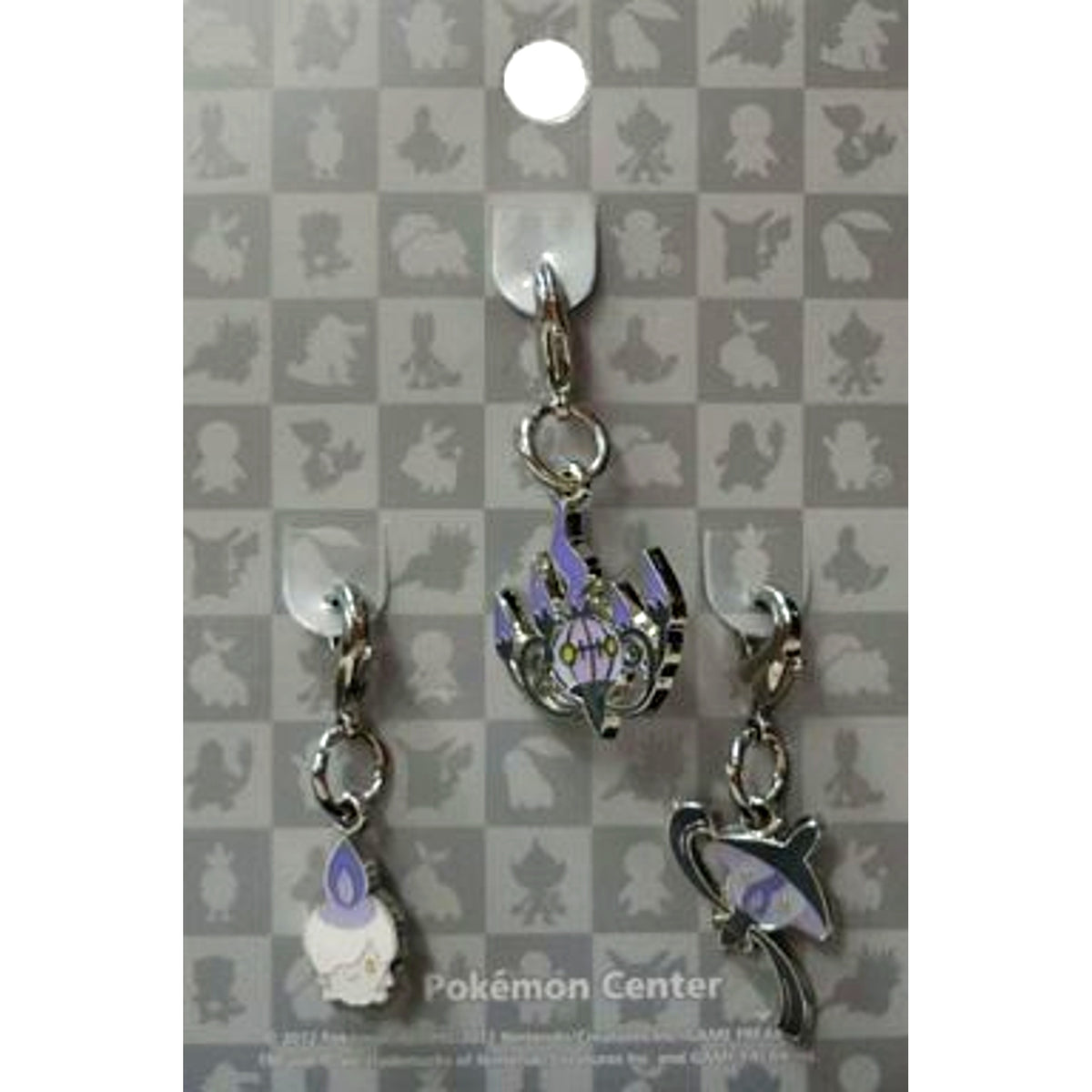 Set of 3 Litwick 607 Lampent 608 Chandelure 609 National Pokedex Metal Charm Pokemon Pokemon Center Limited [USED]