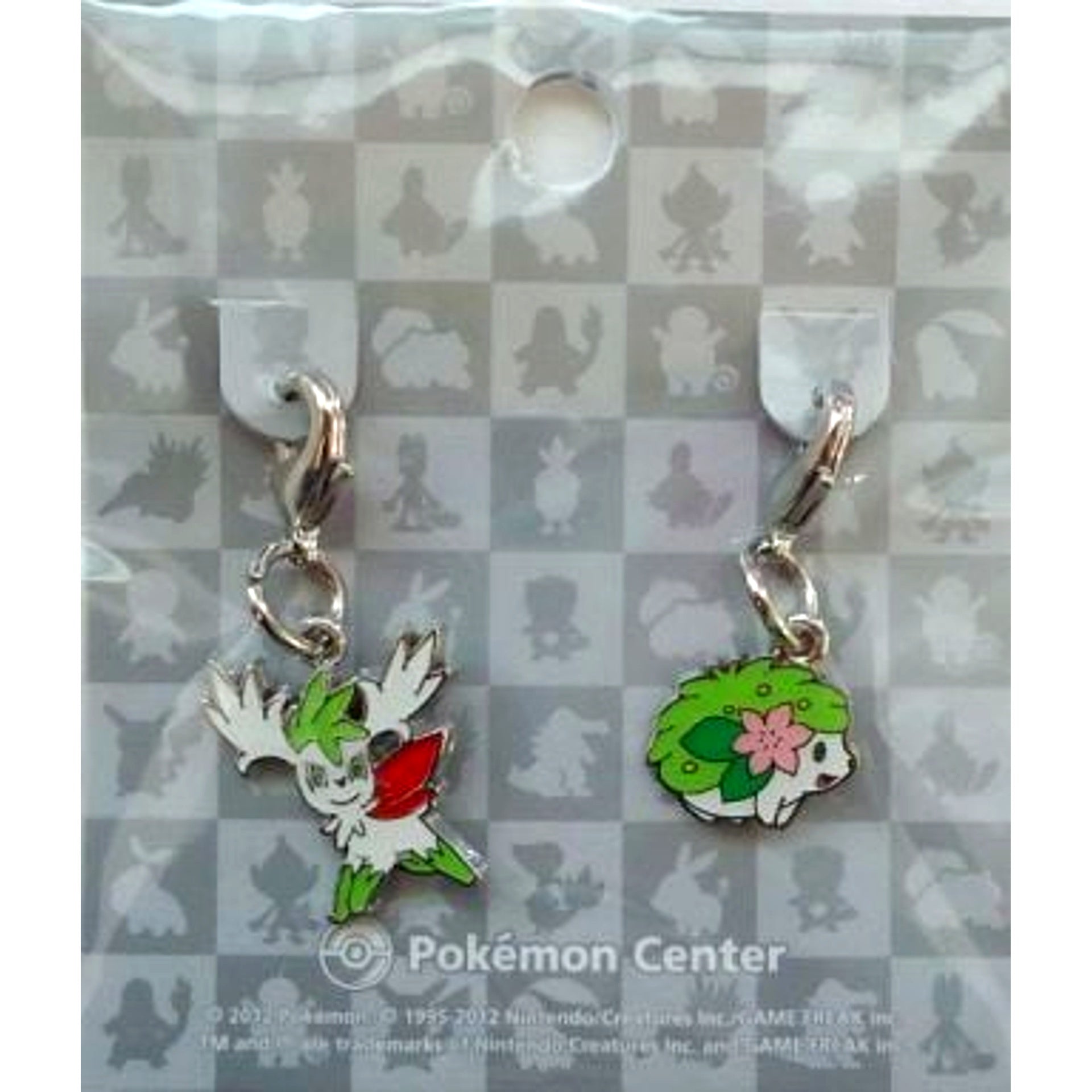 Set of 2 492 Shaymin Land Form & Sky Form Pokemon National Pokedex Metal Charm Pokemon Center Ltd [USED]