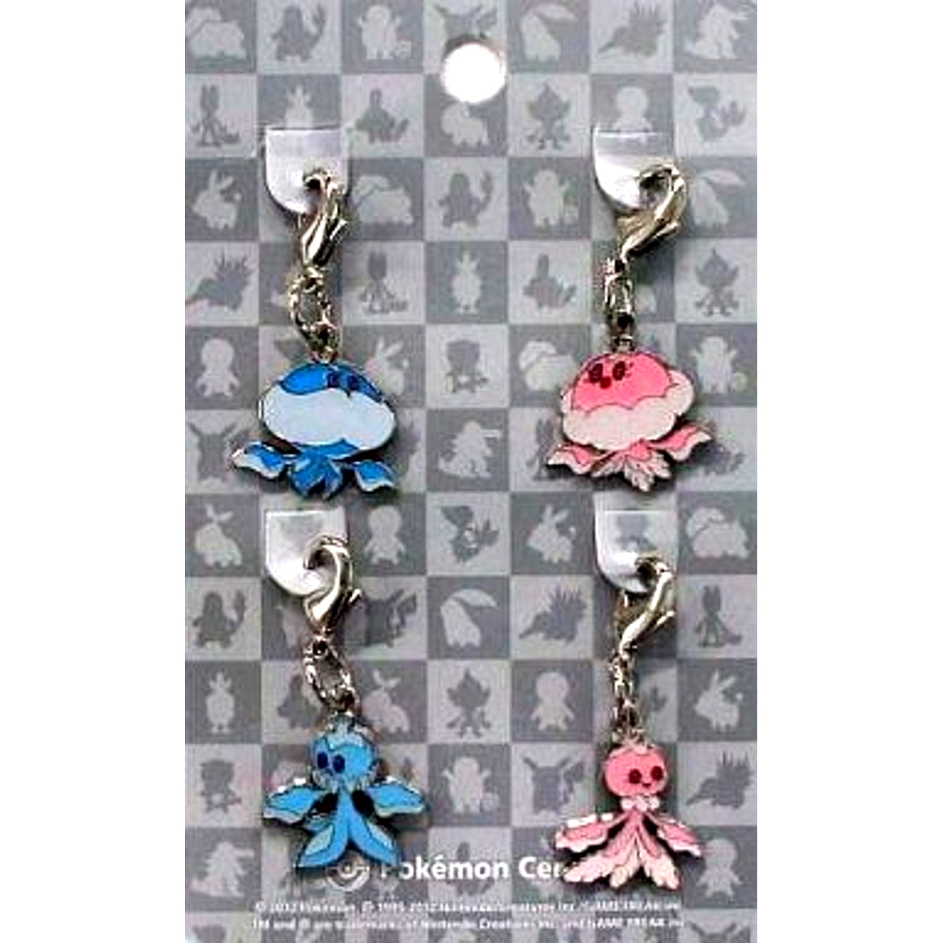 Set of 4 592 Frillish & 593 Jellicent Pokemon National Pokedex Metal Charm Pokemon Center Ltd [USED]