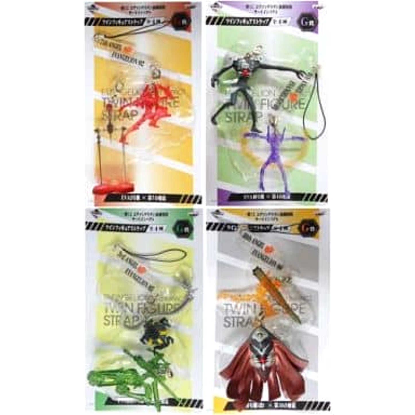 Rebuild of Evangelion Evangelion Unit 1 & Others All 4 Types Set Ichiban Kuji 3rd Impact Twin Figure Strap Prize G [USED]