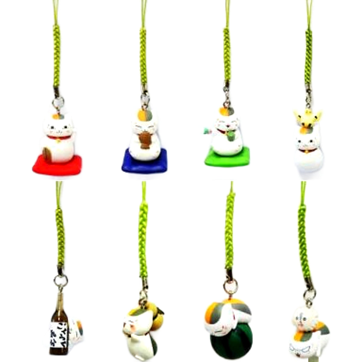 Nyanko-sensei Natsume's Book of Friends Nyanko Sensei Netsuke Strap Part 3 All 8 Types Set Key Ring [USED]