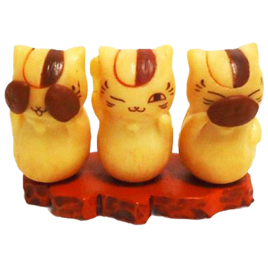 Natsume's Book of Friends Minyanko Iwanyanko Kikanyanko Nyanko-sensei Wood Carving Style Collection Keychains [USED]