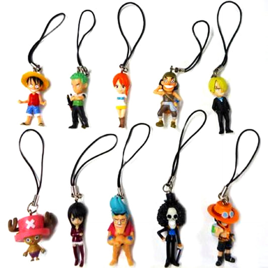 Set of 10 One Piece World Collectible Figure Mini Strap 7-Eleven Limited [USED]