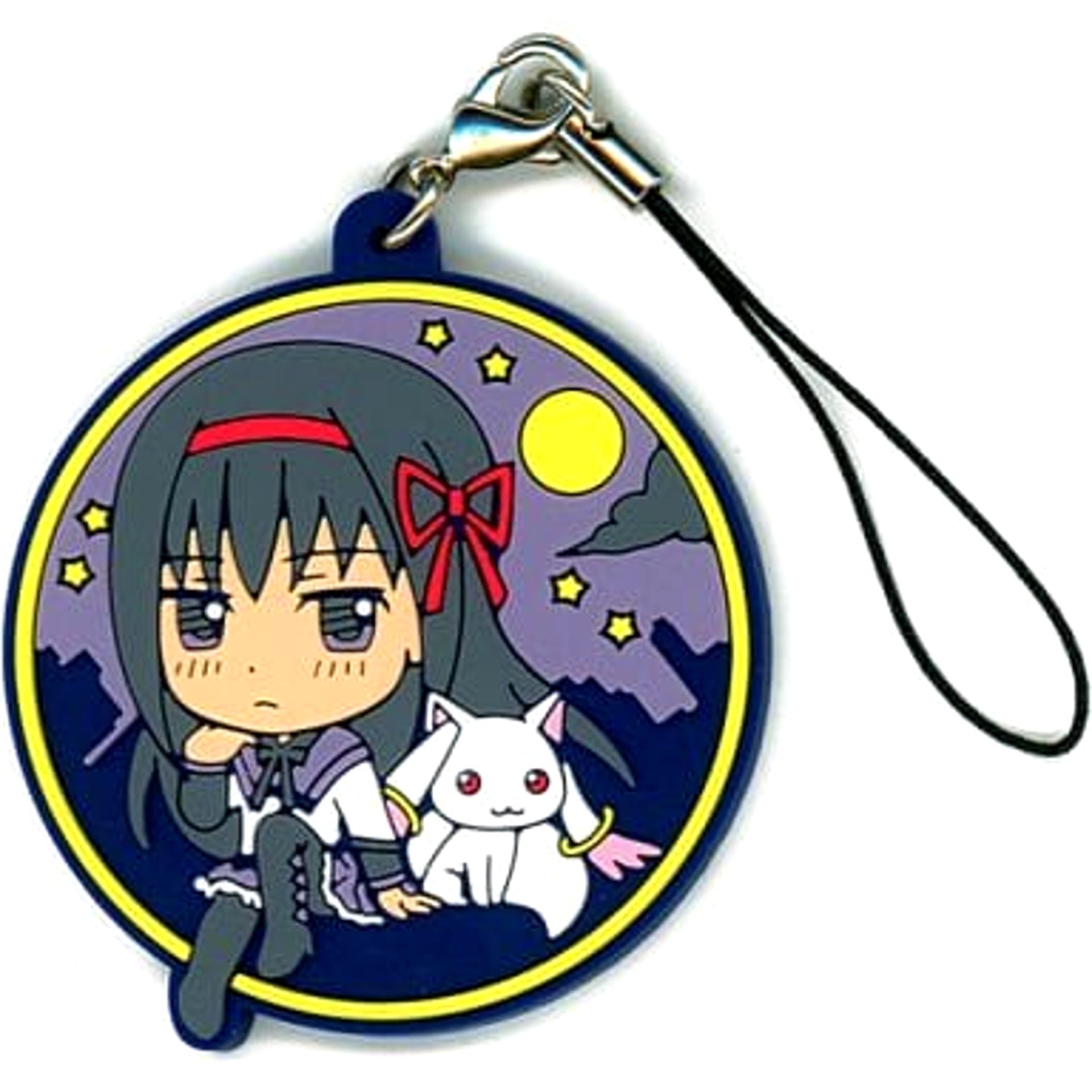 Puella Magi Madoka Magica The Movie Homura Akemi Kyubey Ichiban Kuji Commemorating Theatrical Release Rubber Charm Prize G Keychains [USED]