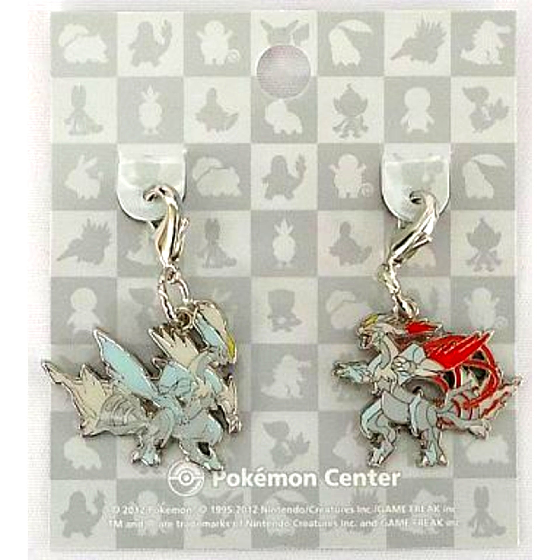 Set of 2 646 W2. White Kyurem & White Kyurem Overdrive Pokemon National Pokedex Metal Charm Pokemon Center Ltd [USED]