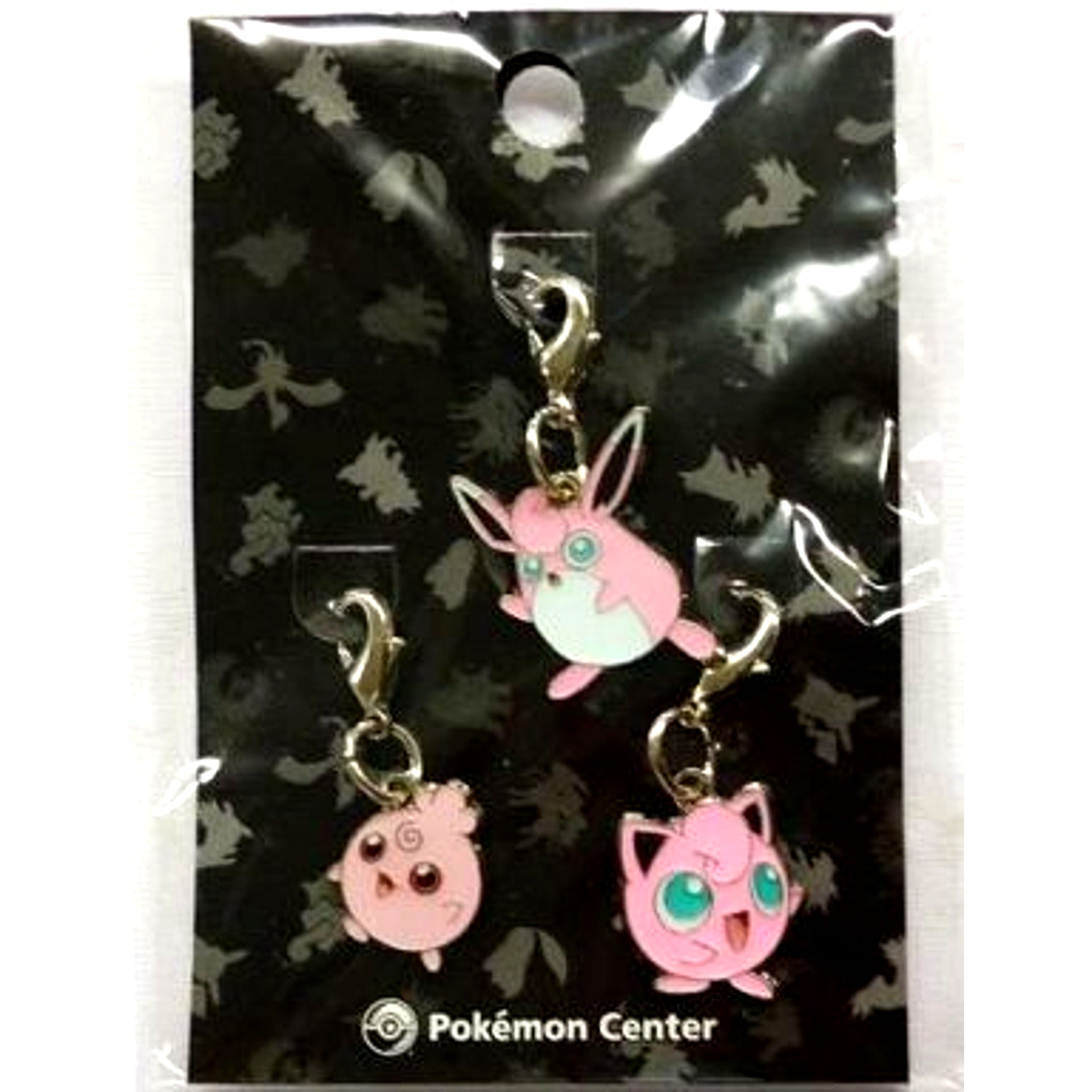 Igglybuff & Jigglypuff & Wigglytuff Pokemon 043. 044. 045. Johto Pokedex Metal Charm Set of 3 Pokemon Center Limited [USED]