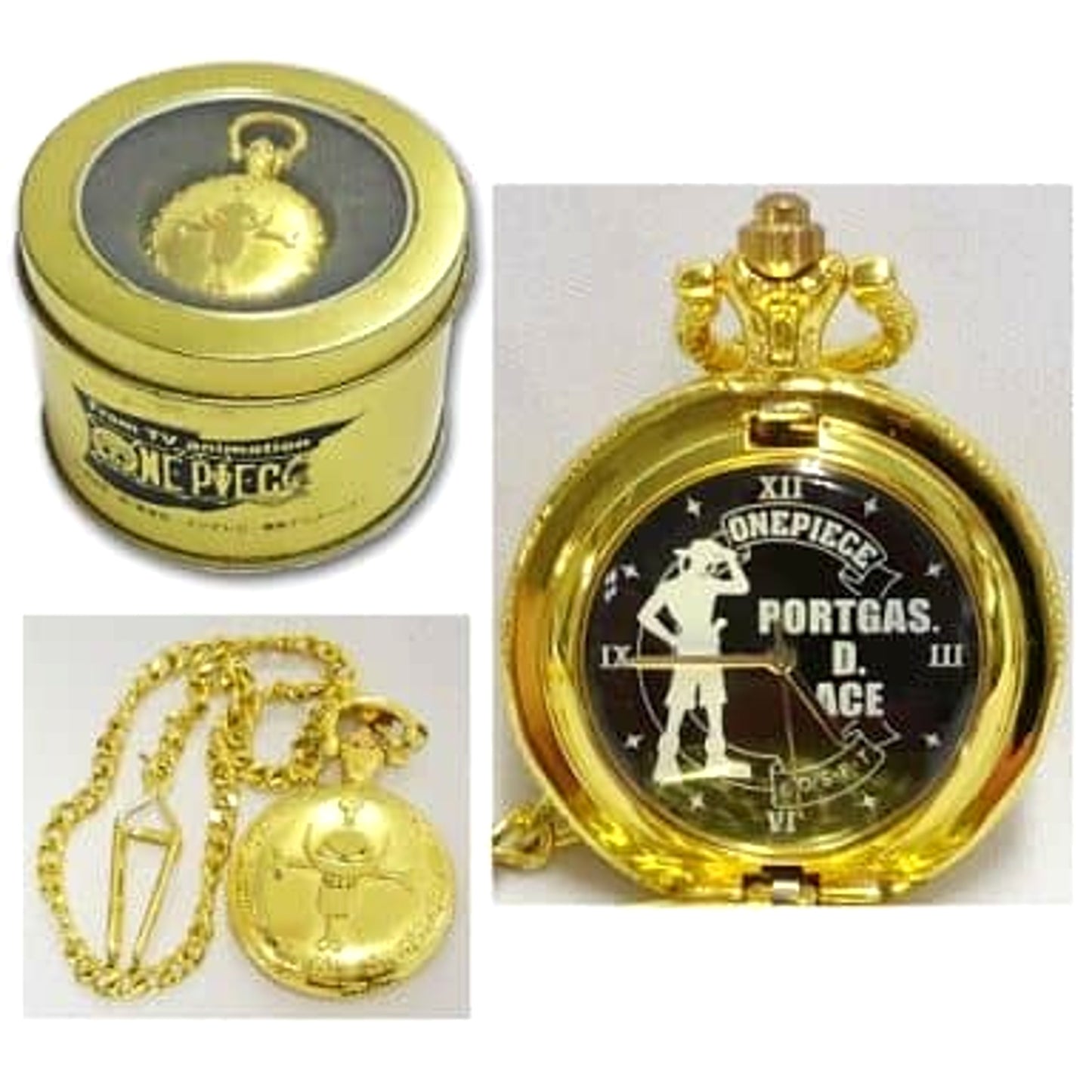 One Piece Portgas D Ace Gold Pocket Watch [USED]