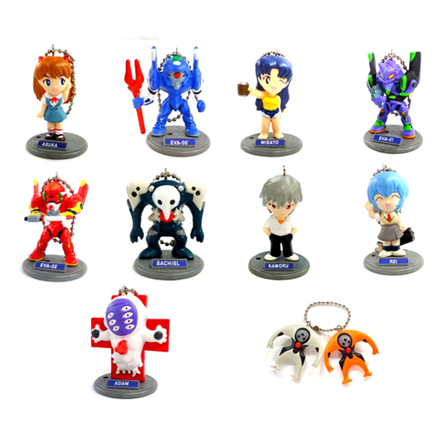 Set of 10 Neon Genesis Evangelion Keychain Figure 2 [USED]