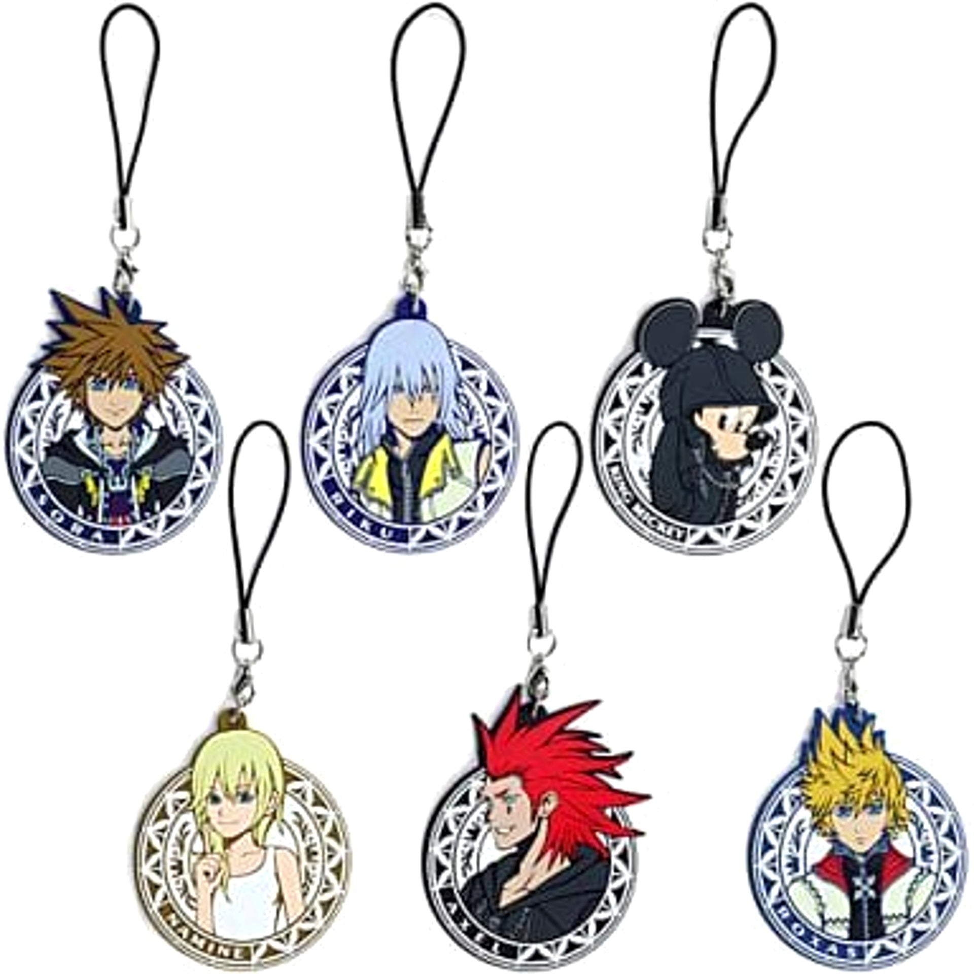 KINGDOM HEARTS II Sora & Others All 6 Types Set Trading Rubber Strap Keychains [USED]