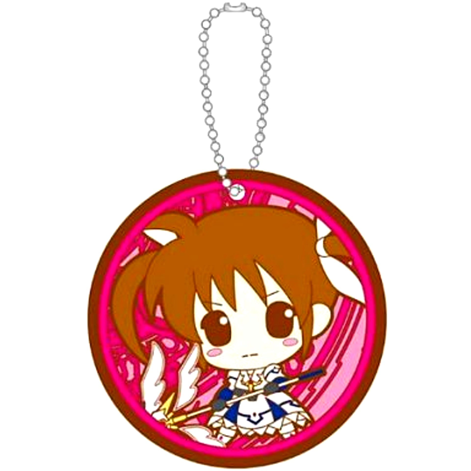 Nanoha Takamachi Barrier Jacket Ver. Coaster Style Rubber Keychain Magical Girl Lyrical Nanoha The MOVIE 2nd As [USED]