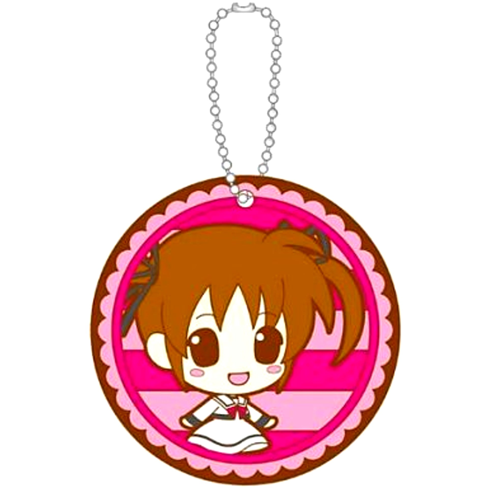 Nanoha Takamachi School Uniform Ver. Coaster Style Rubber Keychain Magical Girl Lyrical Nanoha The MOVIE 2nd As [USED]