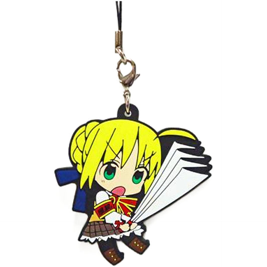 Saber Fate Series Ichiban Kuji 10th Anniversary 1st Edition Type Moon Ace Special Chibi Chuki Rubber Charm Prize F Key Ring [USED]