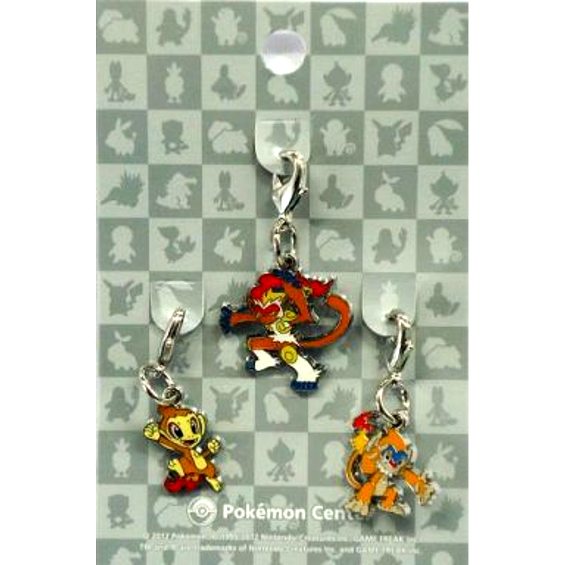 Set of 3 390 Chimchar 391 Monferno 392 Infernape National Pokedex Metal Charm Pokemon Pokemon Center Ltd [USED]